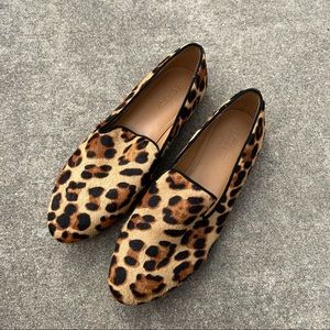 J.Crew Leopard Calf Hair Smoking Loafer Size 7.5